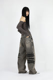 Chalk embossed washed denim