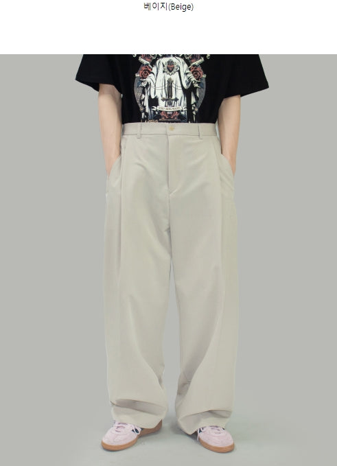 【SCENERITY】Wool Semi wide slacks Italian Wool-Blend Twill High-Rise Trouser in Pants & Shorts