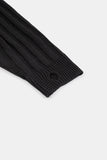 Henry-neck hooded warmer ribbed over knit