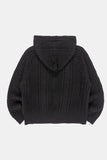 Cable twisted knit hood zip-up