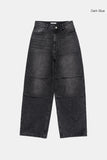 Veloce hem snap knee pin-tuck denim pants