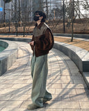 Interior One-Tuck Wide Denim Pants