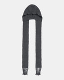 Wool hooded long knit muffler