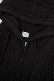 Cable twisted knit hood zip-up