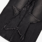 Heart star patched cargo denim pants