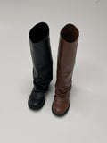 Shirring Fold Layered Long Boots