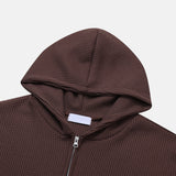 Cross Waffled Hooded Zip Up