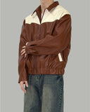 Lupon collar leather jacket