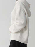 [Premium] Cashmere Knit Hood Half Zip Up