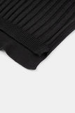 Henry-neck hooded warmer ribbed over knit