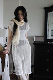 Lace flower long scarf