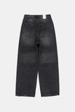 Veloce hem snap knee pin-tuck denim pants