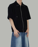 Kamen short sleeve knit zip-up
