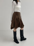 Unbalanced Frill Midi Skirt