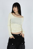 Off-side shirring T-shirt