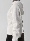 [Premium] Cashmere Knit Hood Half Zip Up