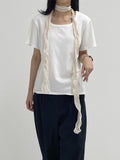 [INC MADE] Silket Square Neck Short Sleeve T-Shirt