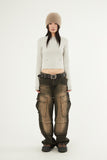 Franken incision pigment cargo denim pants