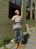 Wave Openwork Collar Knit