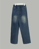 Ripper washed wide denim pants