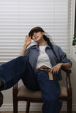 Check crop midi shirt