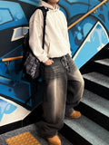 Brown Tin Brush Wide Denim