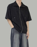 Kamen short sleeve knit zip-up