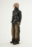 Franken incision pigment cargo denim pants