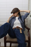 Check crop midi shirt