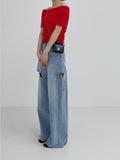 662 Three Cut Brush Long Wide Denim