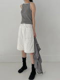 Stripe Boatneck Ribbed Sleeveless