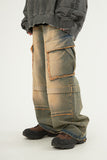 Franken incision pigment cargo denim pants