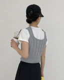 Cable Square Neck Knit Vest
