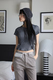 Buckle Crop Ribbed T-Shirt