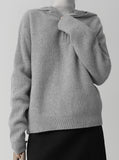 [Premium] Cashmere Knit Hood Half Zip Up