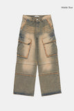 Franken incision pigment cargo denim pants