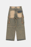 Franken incision pigment cargo denim pants