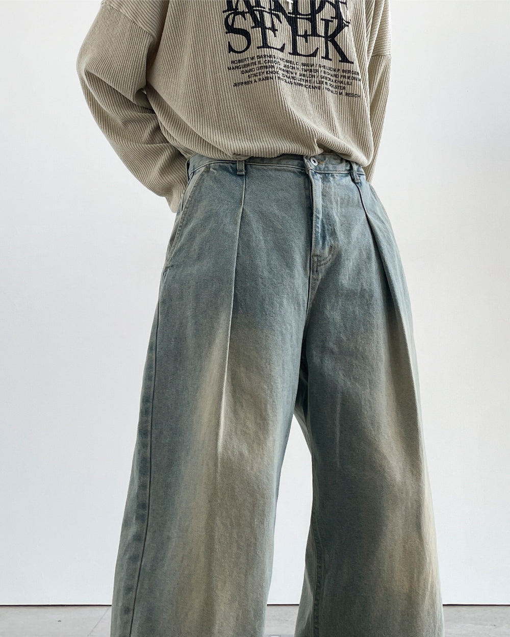 【YOURNUS】Interior One-Tuck Wide Denim Pants YOURNUS (ユアノス) - インテリアワンタックワイドデニムパンツ