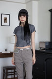 Buckle Crop Ribbed T-Shirt