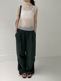Koi high neck see-through sleeveless blouse