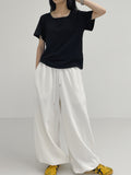 [INC MADE] Silket Square Neck Short Sleeve T-Shirt