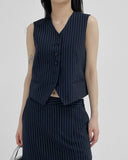 Beth Stripe V-neck Vest