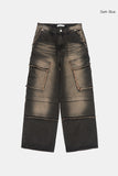 Franken incision pigment cargo denim pants
