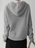 [Premium] Cashmere Knit Hood Half Zip Up