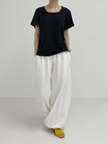 [INC MADE] Silket Square Neck Short Sleeve T-Shirt