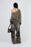 Chalk embossed washed denim