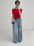 662 Three Cut Brush Long Wide Denim