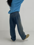 【INCHANT ME】885 Washed Curved Wide Denim INCHANT ME】885 Washed Curved Wide Denim (INCHANT ME/デニム