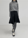 Unbalanced Frill Midi Skirt