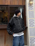 Berlin Crack Washing Leather Jacket